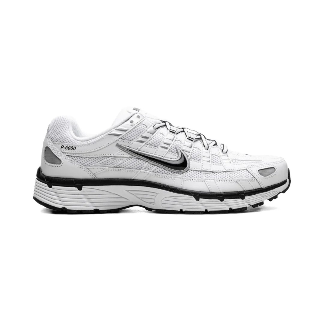 Nike P-6000 White Metallic Silver Black