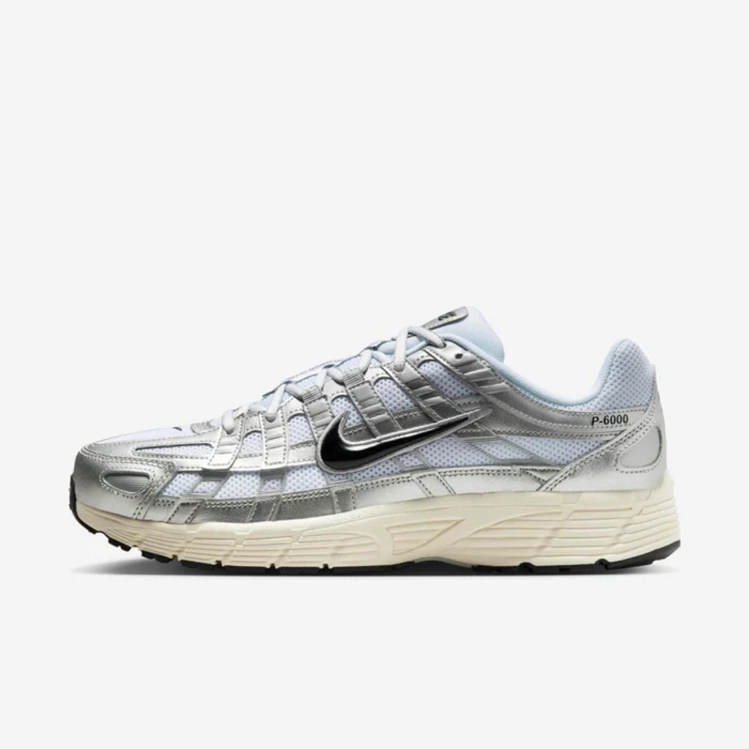 Nike P-6000 White Metallic Silver Flat Silver Black