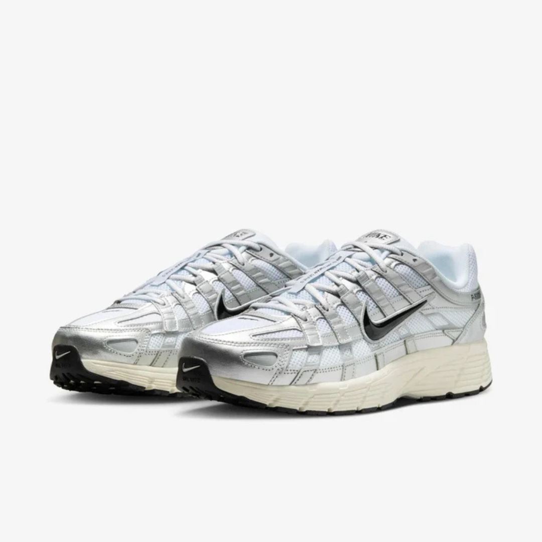 Nike P-6000 White Metallic Silver Flat Silver Black